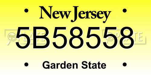 5B58558 New Jersey License Plate