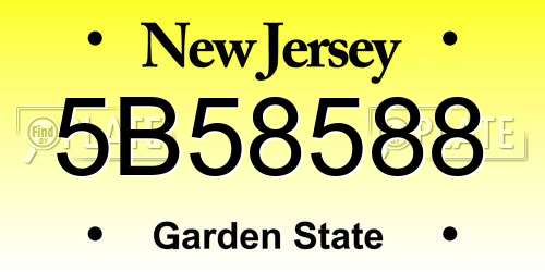 5B58588 New Jersey License Plate
