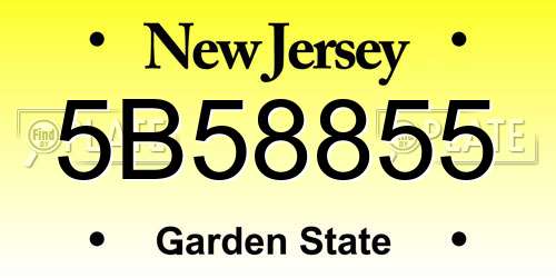 5B58855 New Jersey License Plate