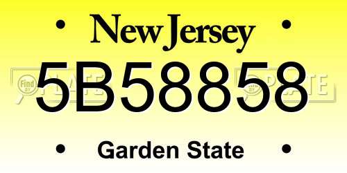 5B58858 New Jersey License Plate