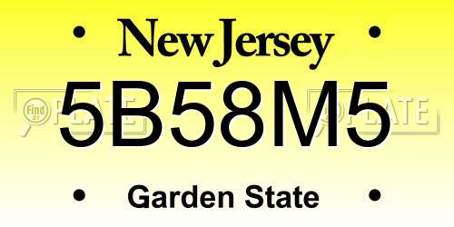 5B58M5 New Jersey License Plate