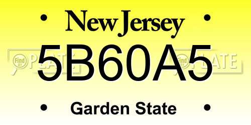 5B60A5 New Jersey License Plate