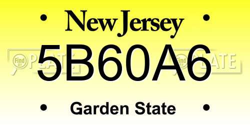 5B60A6 New Jersey License Plate