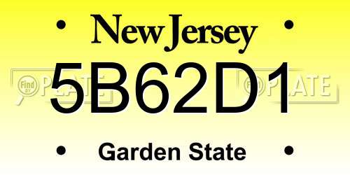 5B62D1 New Jersey License Plate