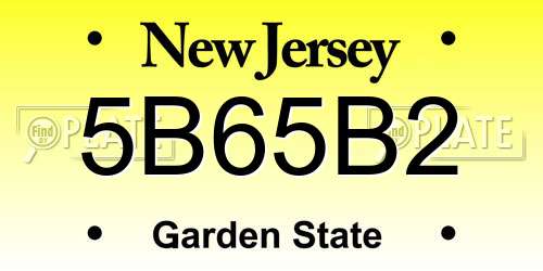5B65B2 New Jersey License Plate