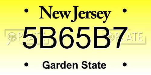 5B65B7 New Jersey License Plate