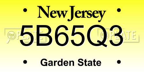 5B65Q3 New Jersey License Plate