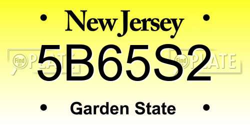5B65S2 New Jersey License Plate