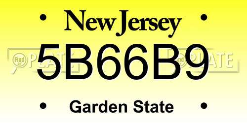 5B66B9 New Jersey License Plate