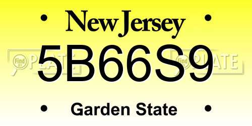 5B66S9 New Jersey License Plate