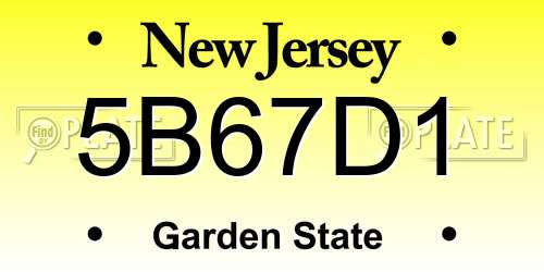 5B67D1 New Jersey License Plate