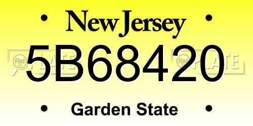 5B68420 New Jersey License Plate