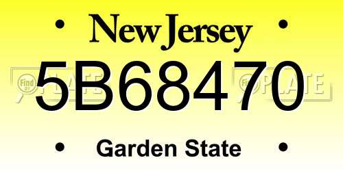5B68470 New Jersey License Plate