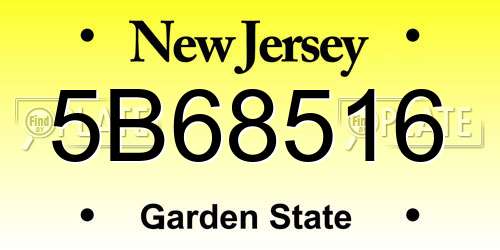 5B68516 New Jersey License Plate