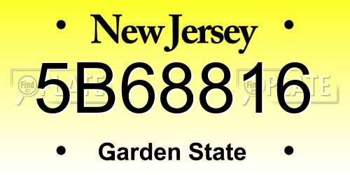 5B68816 New Jersey License Plate