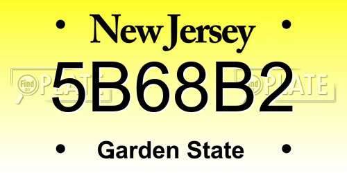 5B68B2 New Jersey License Plate