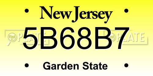 5B68B7 New Jersey License Plate
