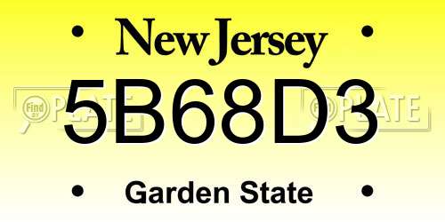 5B68D3 New Jersey License Plate