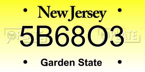 5B68O3 New Jersey License Plate
