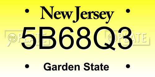 5B68Q3 New Jersey License Plate