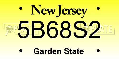 5B68S2 New Jersey License Plate