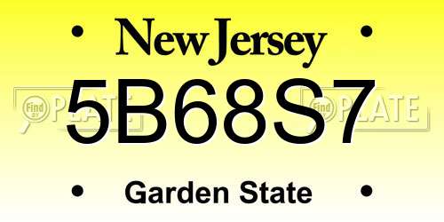 5B68S7 New Jersey License Plate