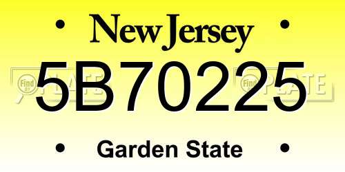 5B70225 New Jersey License Plate