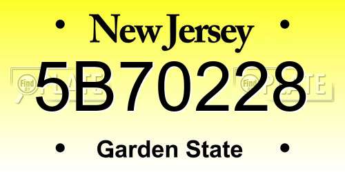 5B70228 New Jersey License Plate