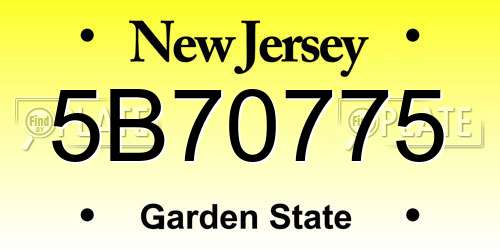 5B70775 New Jersey License Plate