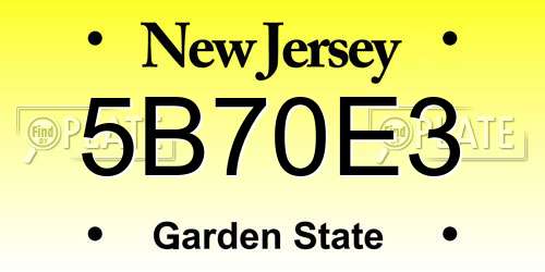 5B70E3 New Jersey License Plate