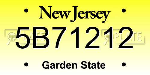 5B71212 New Jersey License Plate