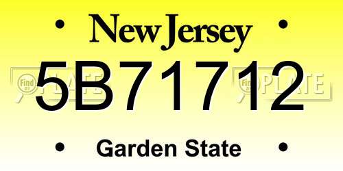 5B71712 New Jersey License Plate