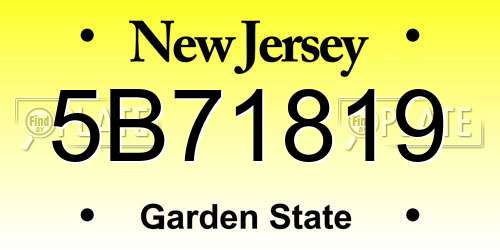 5B71819 New Jersey License Plate