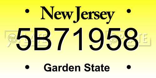 5B71958 New Jersey License Plate