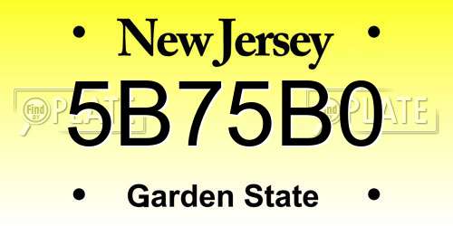 5B75B0 New Jersey License Plate