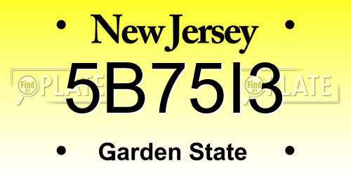 5B75I3 New Jersey License Plate