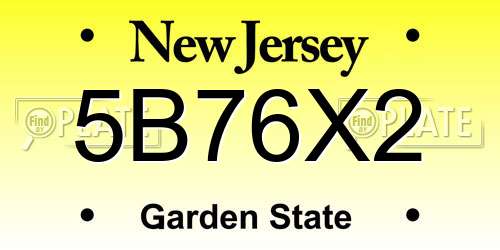 5B76X2 New Jersey License Plate