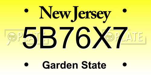 5B76X7 New Jersey License Plate