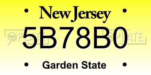 5B78B0 New Jersey License Plate