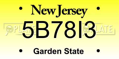 5B78I3 New Jersey License Plate