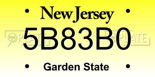5B83B0 New Jersey License Plate