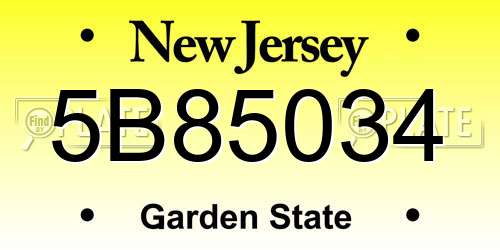 5B85034 New Jersey License Plate