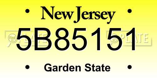 5B85151 New Jersey License Plate
