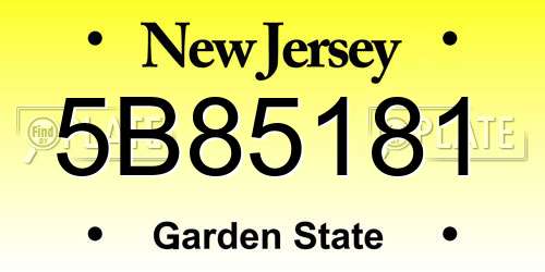 5B85181 New Jersey License Plate
