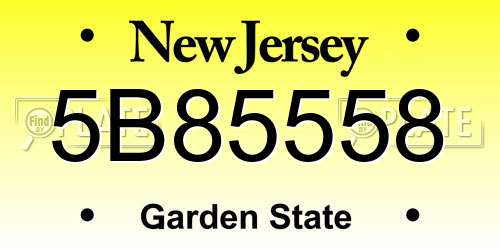5B85558 New Jersey License Plate