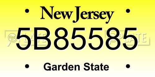 5B85585 New Jersey License Plate