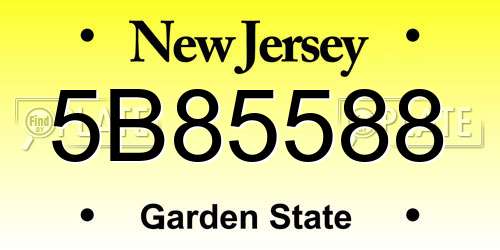 5B85588 New Jersey License Plate