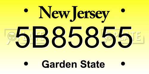 5B85855 New Jersey License Plate