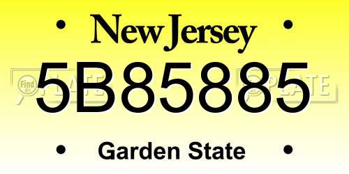 5B85885 New Jersey License Plate