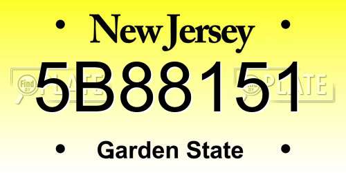 5B88151 New Jersey License Plate